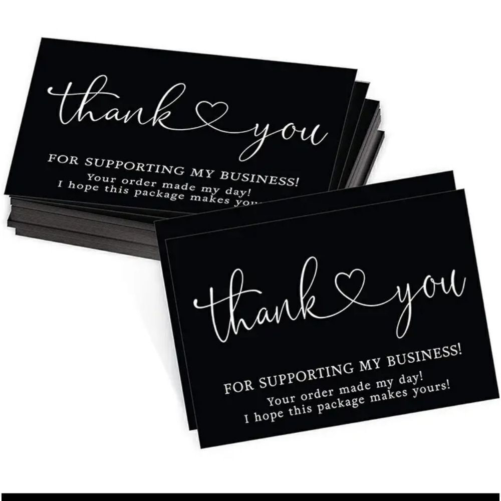 3 for $26 - 50 Thank You for supporting my small business Cards - Black & White